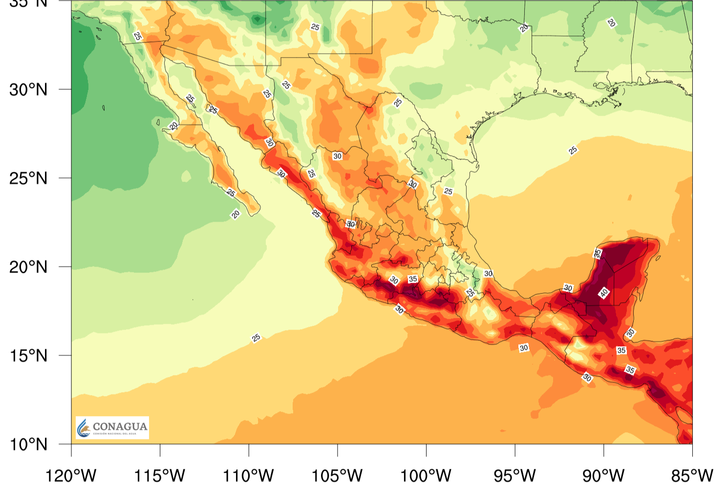 Onda de calor ocasionará temperaturas superiores a 35 y hasta 45 grados